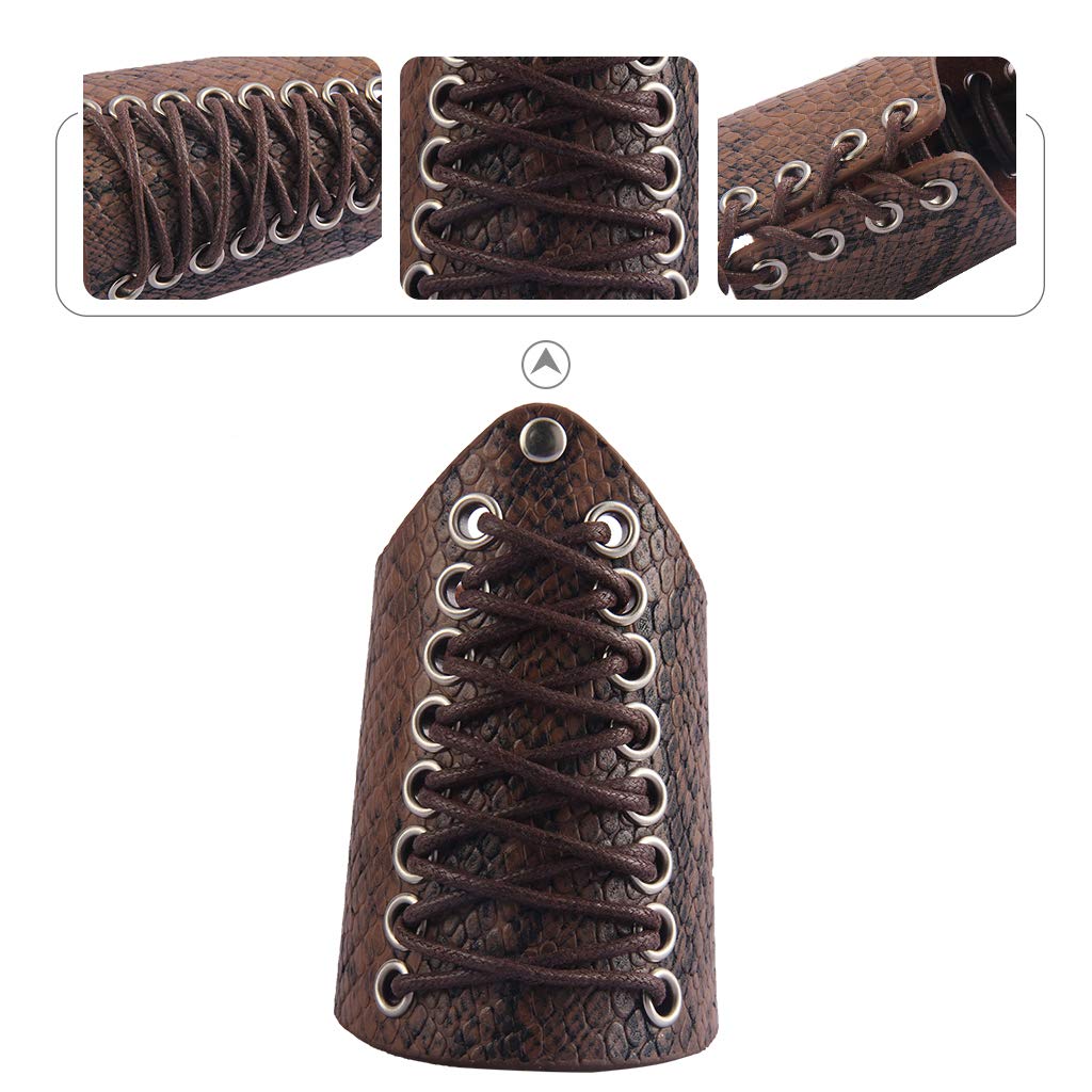 GelConnie Leather Gauntlet Wristband Medieval Bracers Snakeskin Viking Wrist Guards Archery Guards Bracers Wide Arm Armor Cuff for Women Men Halloween Renaissance Costume Props