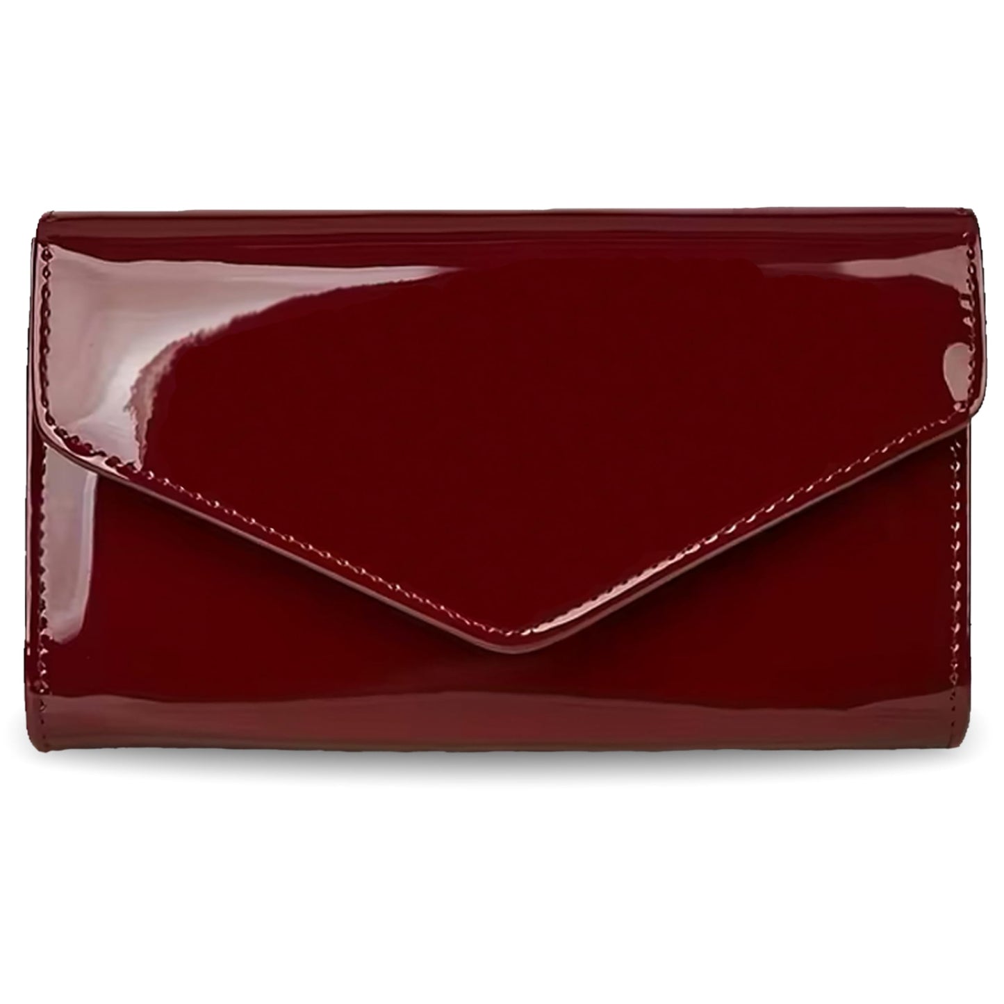 YAPAIOU Leather Envelope Evening Bag for Women Patent PU Clutch Purse for Formal Wedding Party Cocktail Prom Burgundy