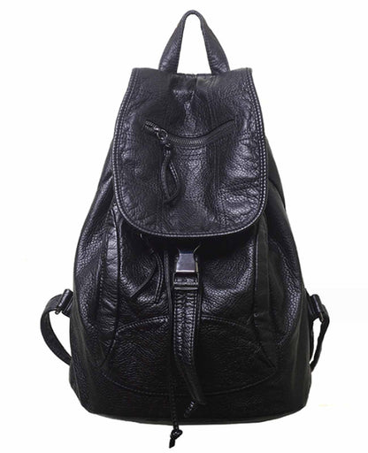 AlwaySky Women Hobo Drawstring Backpack Travel Daypack Satchel Soft Faux Leather Purse Shoulder Bags Black