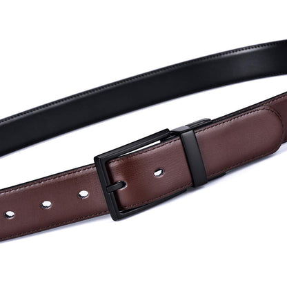 beltox fine Men's Dress Belt Leather Reversible 1.25" Wide Rotated Buckle Gift Box（Black/Brown Belt with 0440 Black Buckle,28-30）