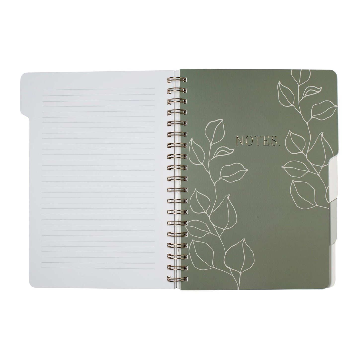 Fringe Studio Large Tab Notebook, "Modern Eucalyptus", Flexible Paperback Cover, 5 Subject/Die-Cut Dividers, 7.25" X 10", 180 Lined Pages, Multicolor (343PA001FSC)
