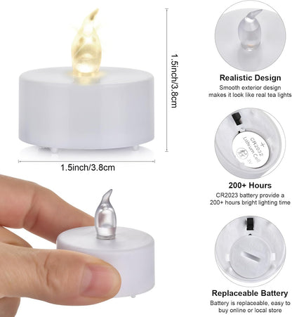 Hanzim LED Tea Lights Candles- 100PACK Warm Yellow Flameless Candles Realistic and Bright Flickering Long Lasting 200Hours for Holiday Celebration,Party,Home Decoration,Battery Operated
