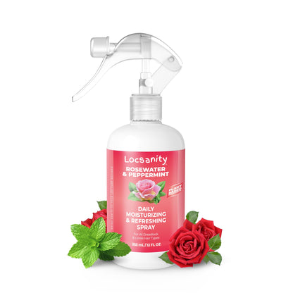 Locsanity Daily Moisturizing Refreshing Spray for Locs, Dreadlocks - Rose Water and Peppermint Hair Scalp Moisturizer, Dreadlock Spray - Natural Loc Care and Maintenance (12oz)