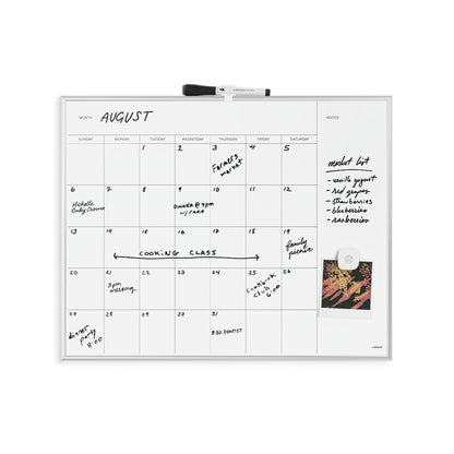 U Brands Magnetic Dry Erase Calendar Whiteboard for Wall, 23"x17", Dry Erase Board Calendar with Silver Aluminum Frame, Includes a Magnet and a Marker