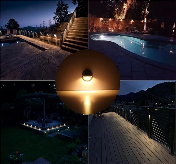 FVTLED Pack of 6 Warm White LED Deck Lights kit Φ1.38 Outdoor Garden Yard Decoration Lamp Recessed Pathway Step Warm White LED Lighting, Black