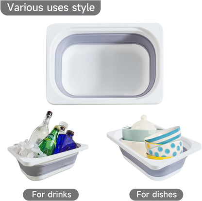 Beright Collapsible Storage Bin, Wash Basin Folding Dish Tub Sink, Space Saving for Dishing, Fruit, and Camping, Hiking and Home, 1 Pack, Grey, Small