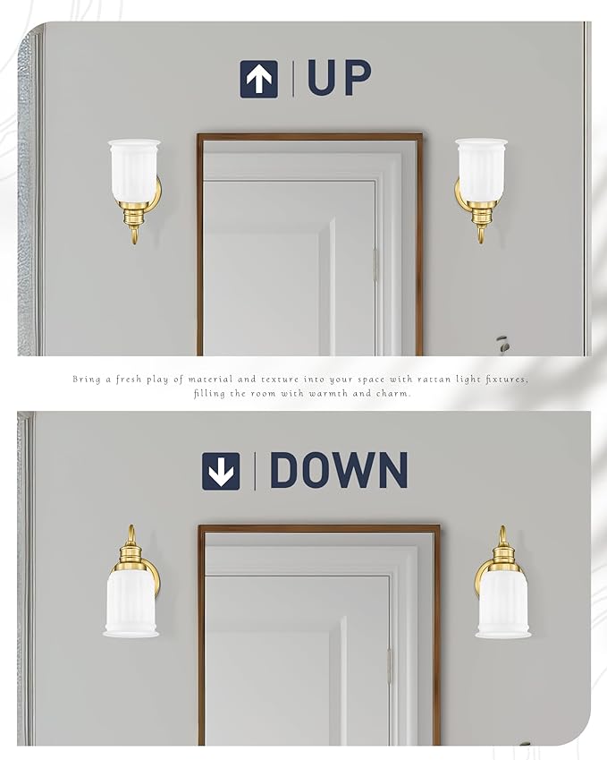 HWH Modern Bathroom Wall Sconces, 1-Light Vanity Light Wall Lamp with Frosted White Bell-Shaped Glass, Brushed Gold Finish, 5HZG106B BG