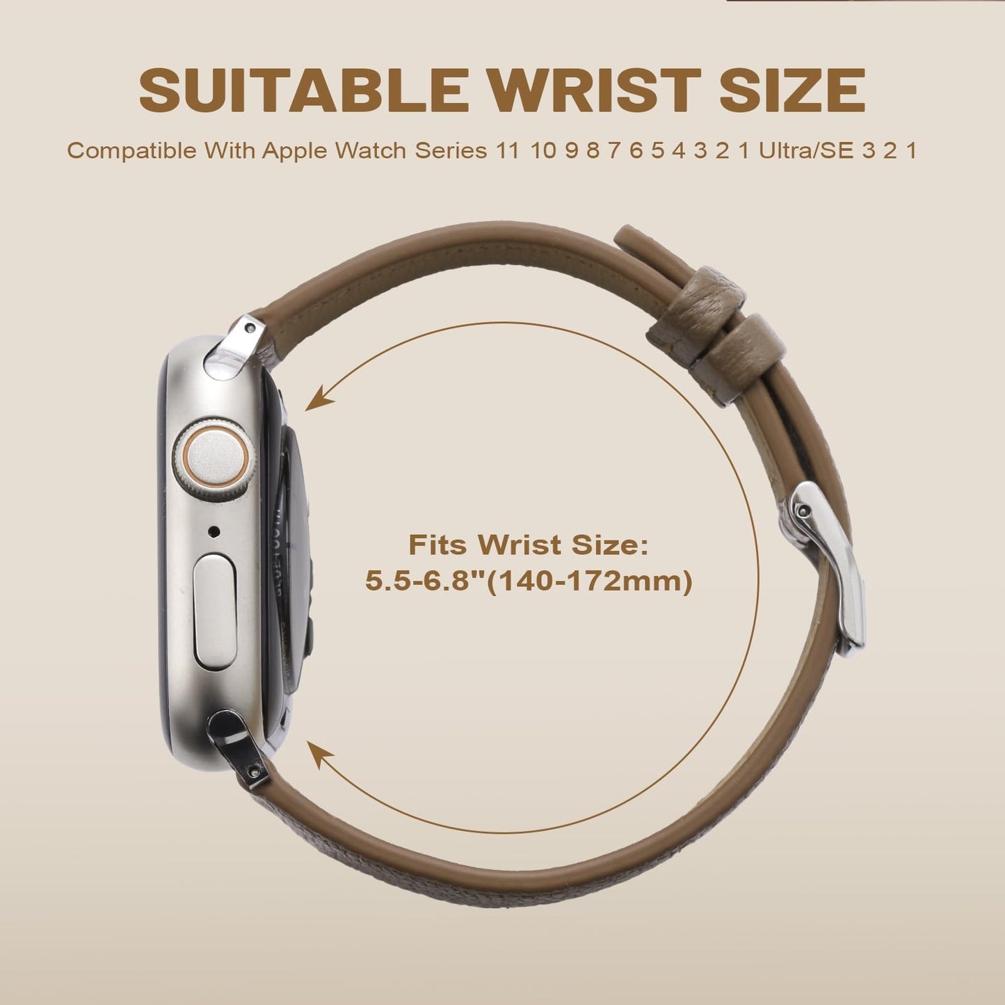 BULUDONA Slim Soft Leather Band Compatible with Apple Watch for Women 38mm 40mm 41mm 42mm 44mm 45mm 46mm 49mm,Top Grain Thin Straps Goatskin Wristband for iWatch Serise11 10 9 8 7 6 5 4 3 2 1 Ultra SE