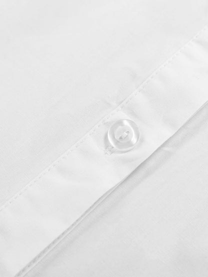 LYANER Women's Casual Shirt Dress Collar V Neck Button Down Loose Long Sleeve Mini Dresses White Small
