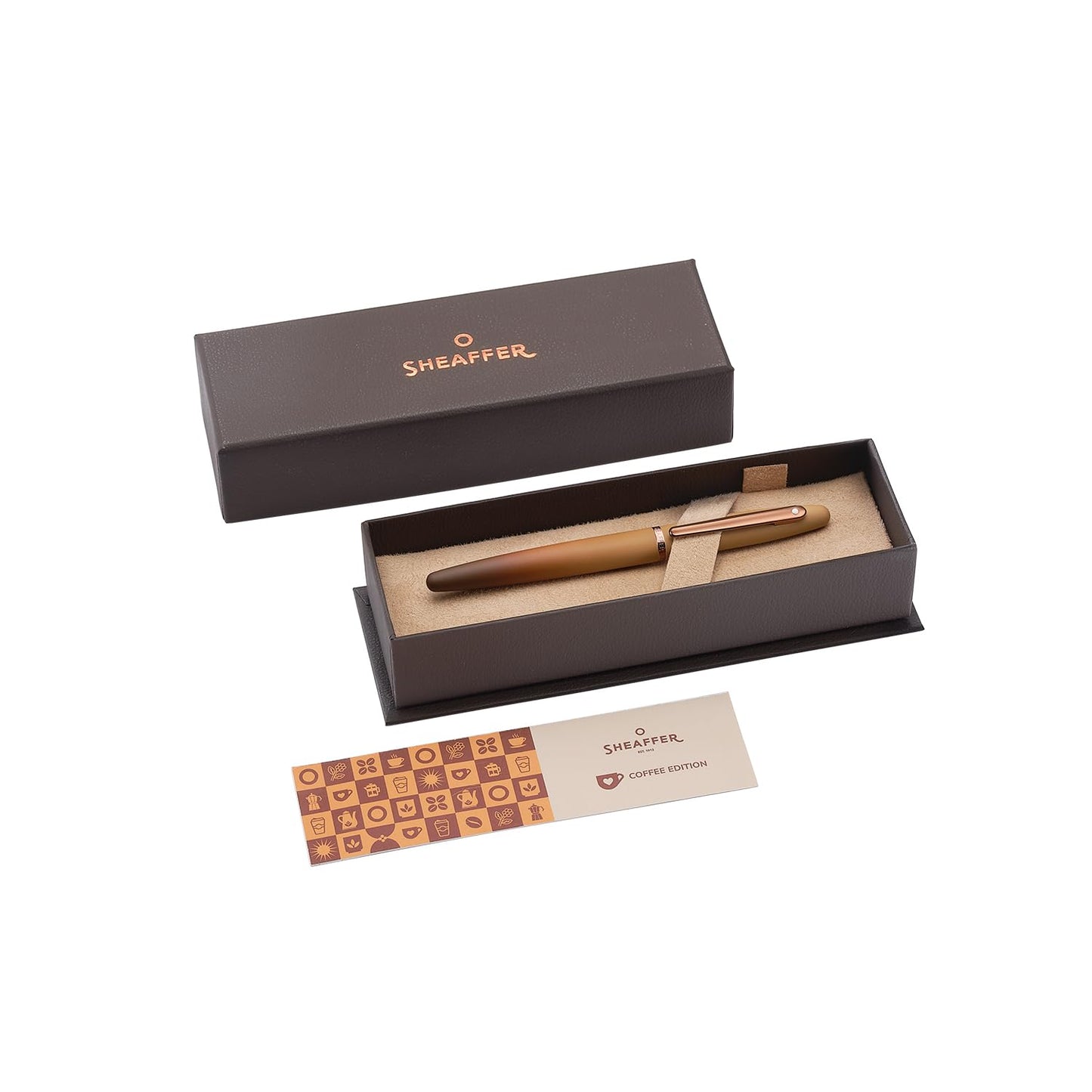 Sheaffer VFM 9428 Coffee Edition Matt Brown Pen with Regal Brown PVD Gold Signature Trims and White Dot of Excellence (Rollerball)