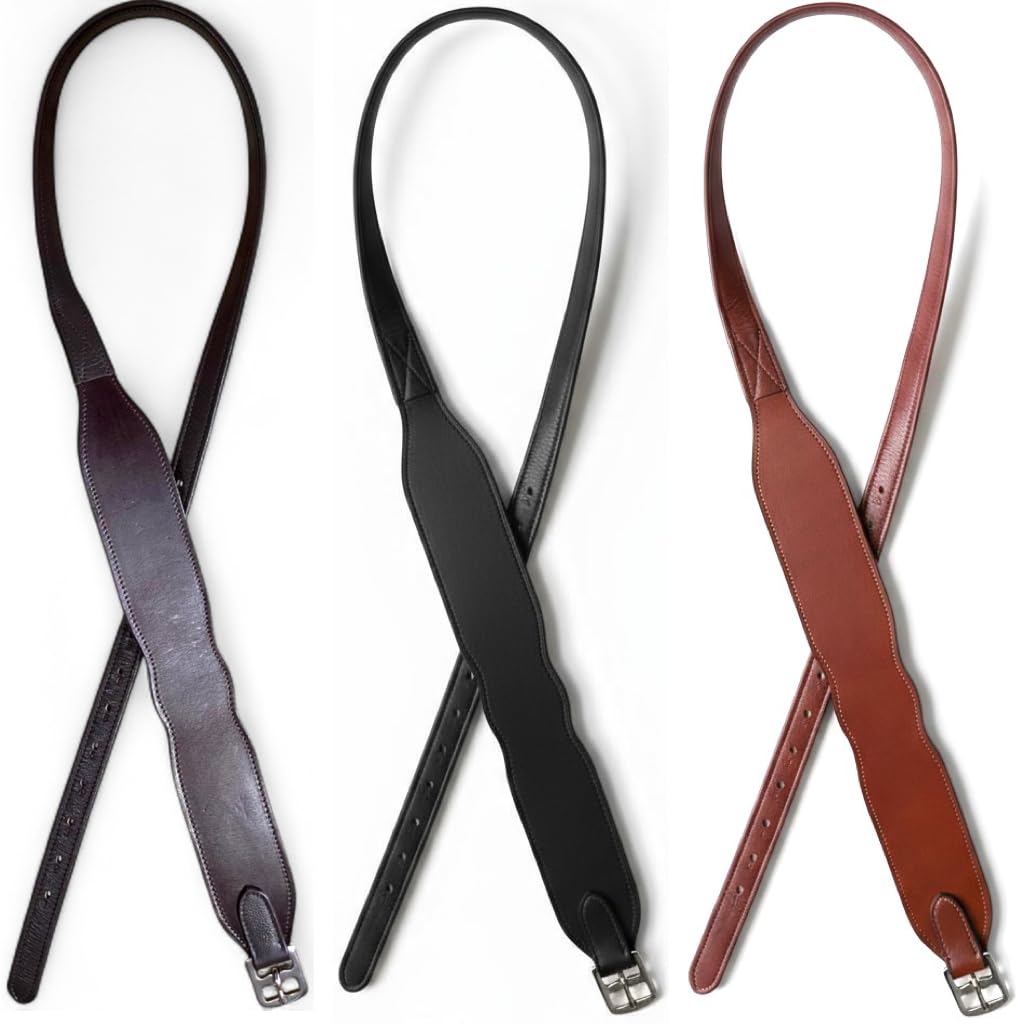 Majestic Ally Wide Body English Stirrup Leathers for Equestrian Riding, Black, Brown, Chestnut, 48-54-60 Inch (Black, 54")