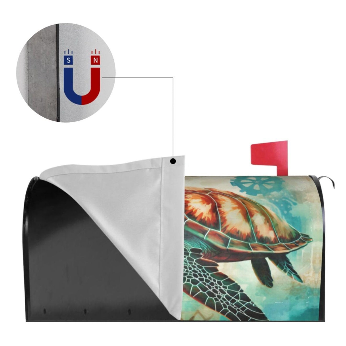 Sea Turtle Beach Ocean Animals Magnetic Mailbox Covers, Mail Wraps Garden Yard Home Decor for Outdoor Standard Size 21x18 in