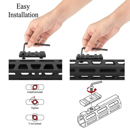 Gotical 9 Slots Rail Section for M Lok Handguard, 9 Slots Picatinny Rail (Set of 2) Black