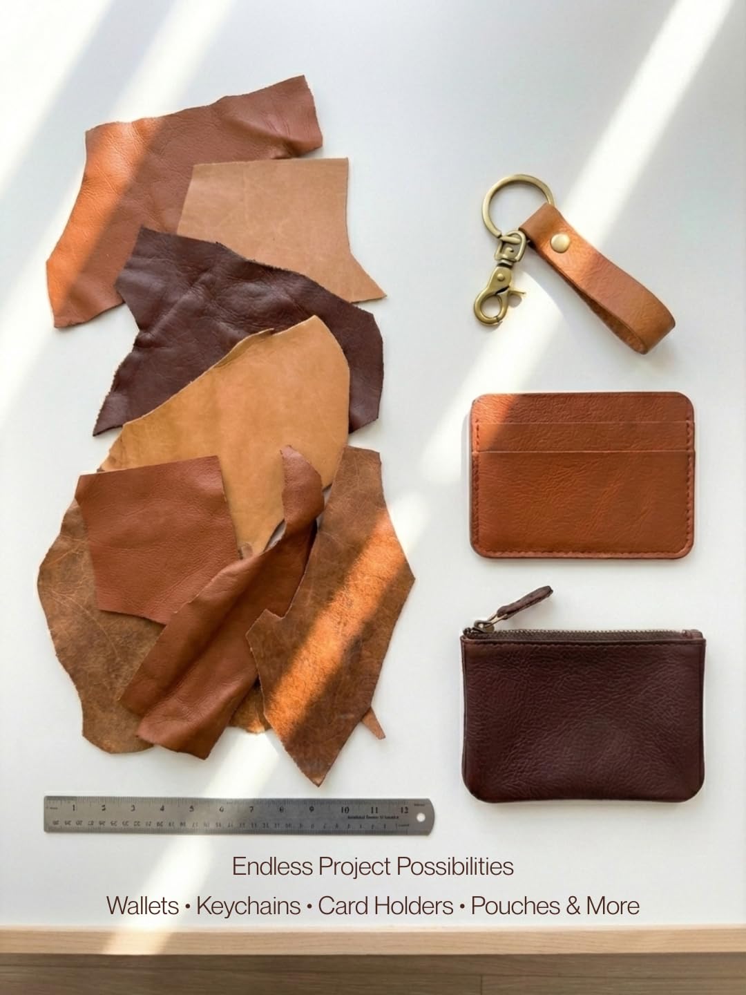 Brown Full Grain Leather Scraps: Sold by The Pound (1.0, Pounds)