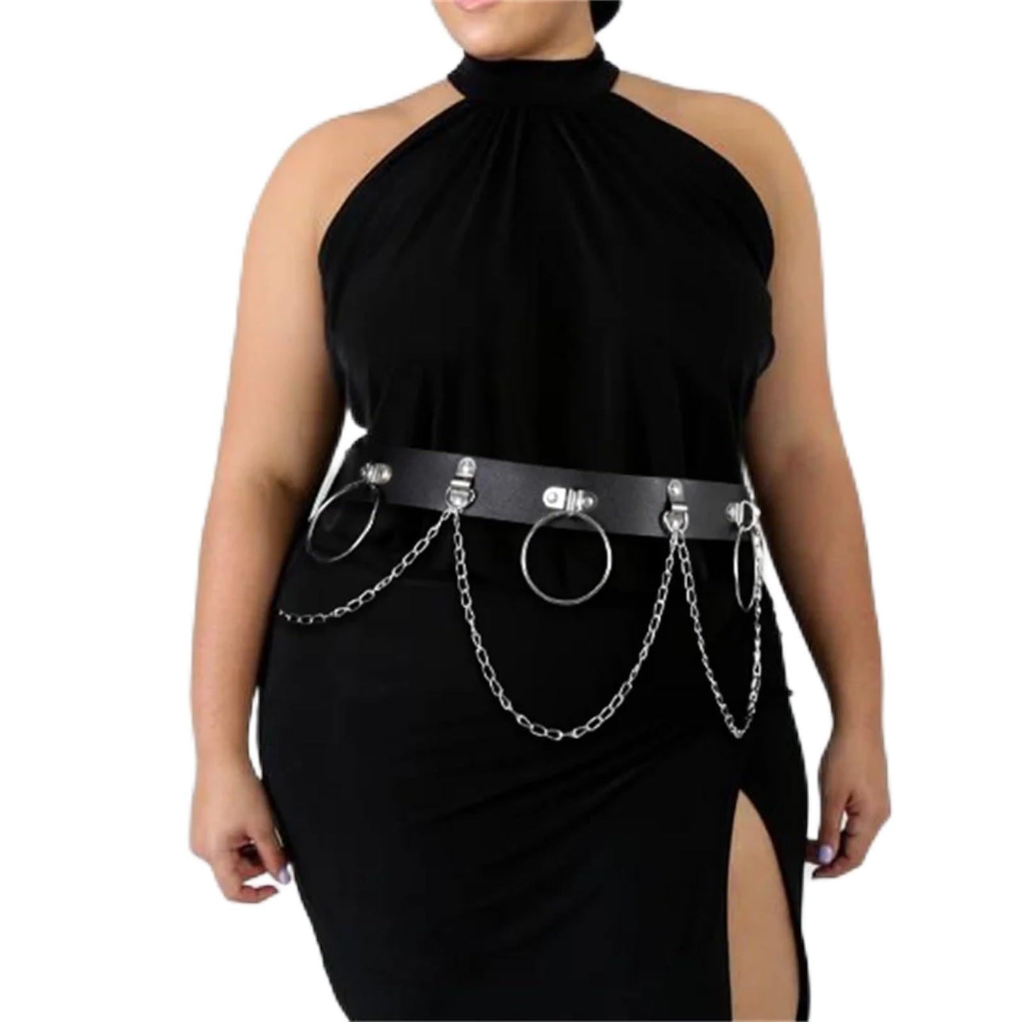 LYJZYXGS Plus Size Women Fashion Leather Harness Waist Belt Studded Decor Decorative Harness Straps Suspenders For Women Gothic Clothing, Adjustable, Stylea