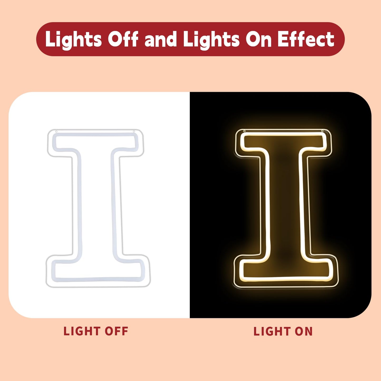 RumonZS Light Up Letters I LED Letters Lights Neon Sign 26 Alphabet 11.4"Decorative Lighted Alphabet for Wedding Party Birthday Bar Christmas Home Decor Letter Lights (Warm White)
