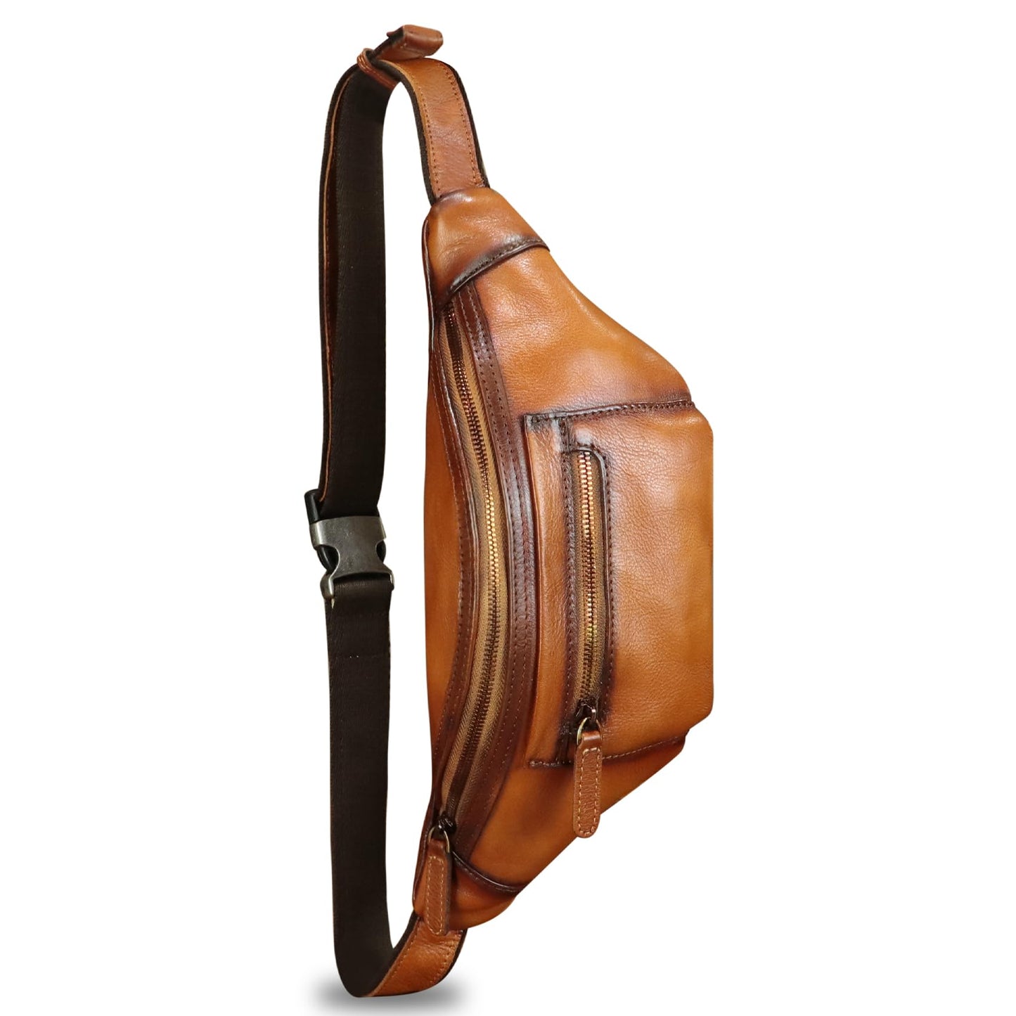 Genuine Leather Fanny Pack for Men and Women Vintage Handmade Leather Waist Bag Sling Bag Sling Backpack Purse Hip Crossbody Bag (Brown)