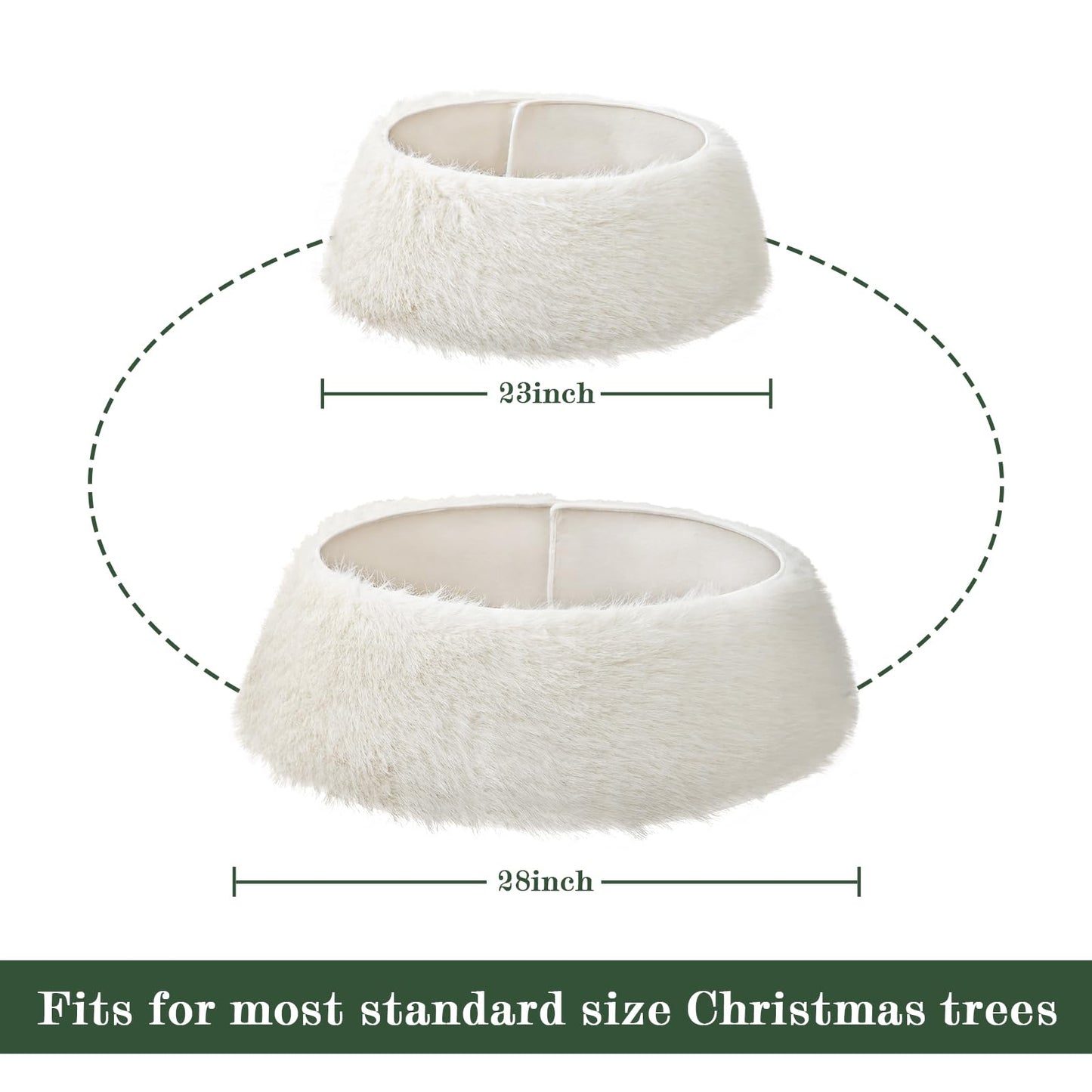 Bunny Chorus Christmas Tree Collar: Snow White Luxury Thick Plush Faux Fur Xmas Tree Collars Cover, Rustic Size Adjustable Tree Skirt for Holiday Decorations
