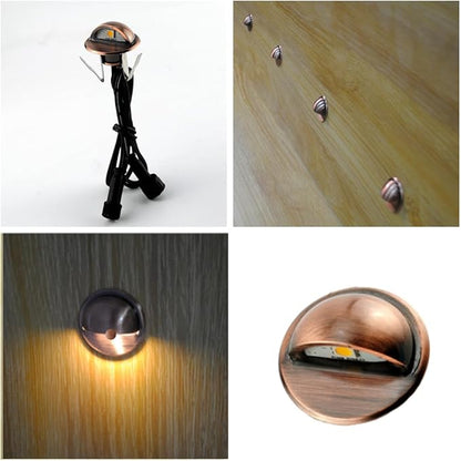 FVTLED Low Voltage LED Deck Lights kit Φ1.38 Outdoor Garden Yard Decoration Lamp Recessed Landscape Pathway Step Stair Warm White LED Lighting, Bronze
