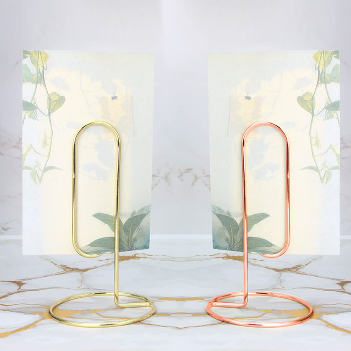 5.2 Inch Desktop Memo Holder, 4 Pack Jumbo Metal Desk Paper Clip Organizer for Office Table, Place Card, Bills, Photos, Table Numbers, Multi-Purpose Document Stand Accessory
