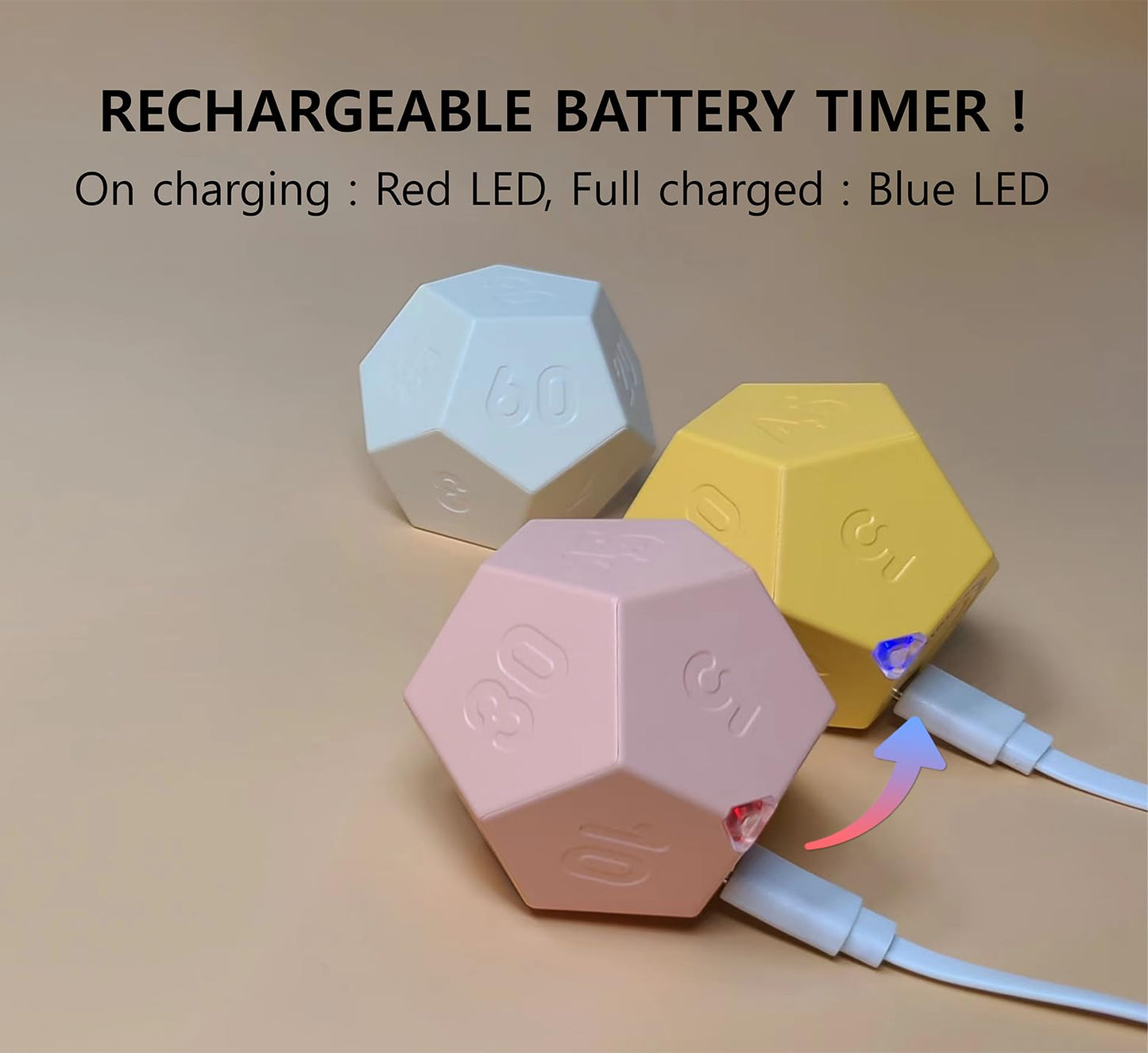 CREAVIVA Cube Pomodoro Timer - Flip to Start Countdown, Rechargeable Mini Productivity Timer for Study, Office, 11 Preset Times, Silent/Vibration, Time Management Tool for Kids & ADHD (Pink)
