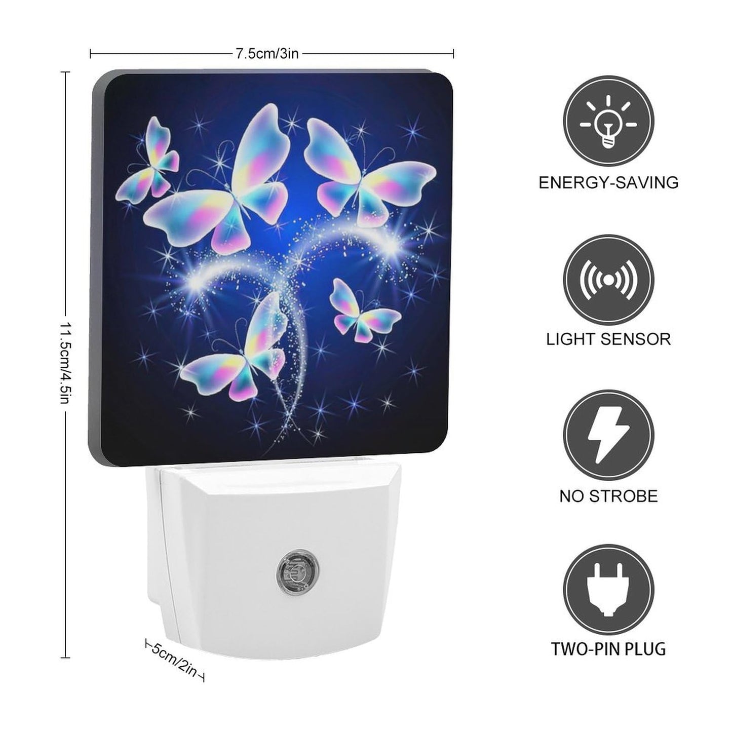 YKJAHSD Butterfly Night Light, Plug into Wall Decor Nightlights for Bedroom, Bathroom, Hallway, Kitchen, with Dusk to Dawn Light Auto Sensors LED Night Lights for Boys Girls Women Men Room Gifts