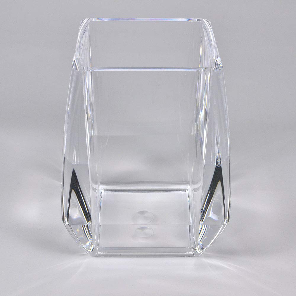 COM. TOP - Acrylic Pen Holder, Clear Desk Pen Cup, Office Supplies, Stationery Organizer, Makeup Brush Holder, 2 pack