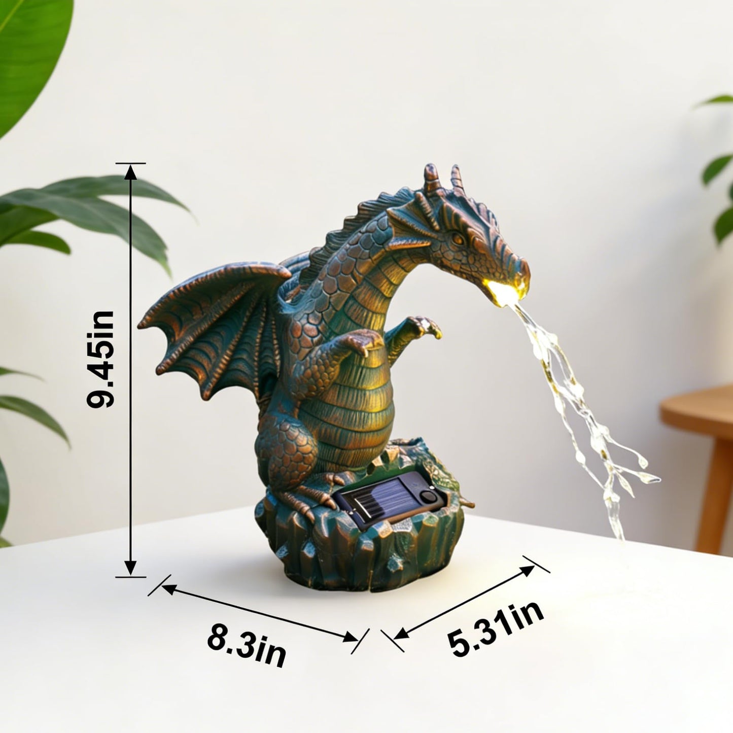 JOYBEE Dragon Solar Garden Statues Outdoor Decoration with LED Light Strings,Dragon Figurine Solar Lights Lawn Décor,Outside Statue Ornament for Patio, Balcony, Yard,Unique Gifts for Mom Grandma