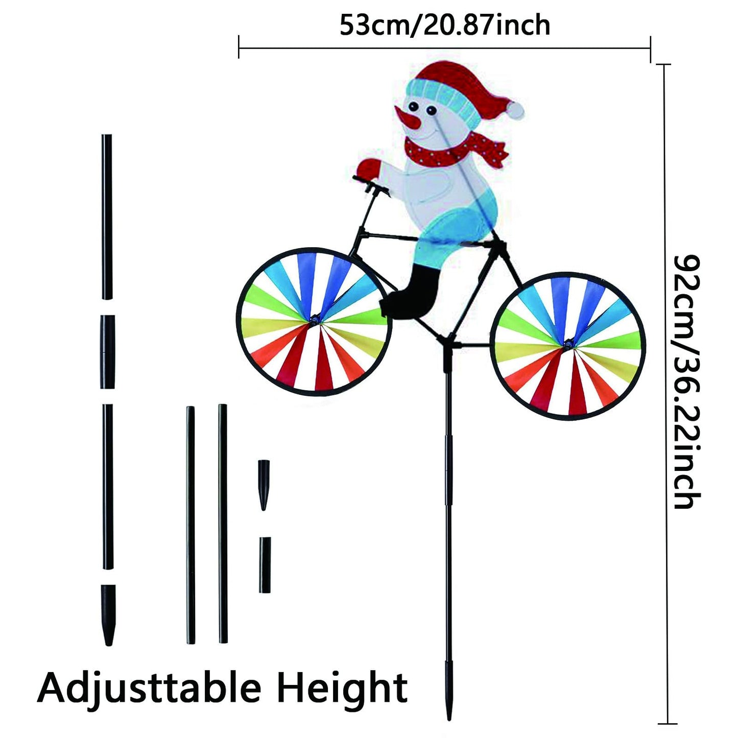 2 Pack 20 Inches Christmas Santa & Snowman Bike Spinner Decorations Pinwheels with Stakes Windmill Wind Spinners Outdoor for Yard Garden Lawn, Large Pin Wheels Christmas Accessories Gifts for Kids