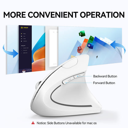 TECKNET Ergonomic Mouse, Wireless Bluetooth Vertical Mouse, 4800 DPI Optical Tracking, 6 Adjustable DPI, Quiet Clicks, 2.4GHz with USB A Receiver, 12 Months Battery, 6 Buttons, Wide Compatibility