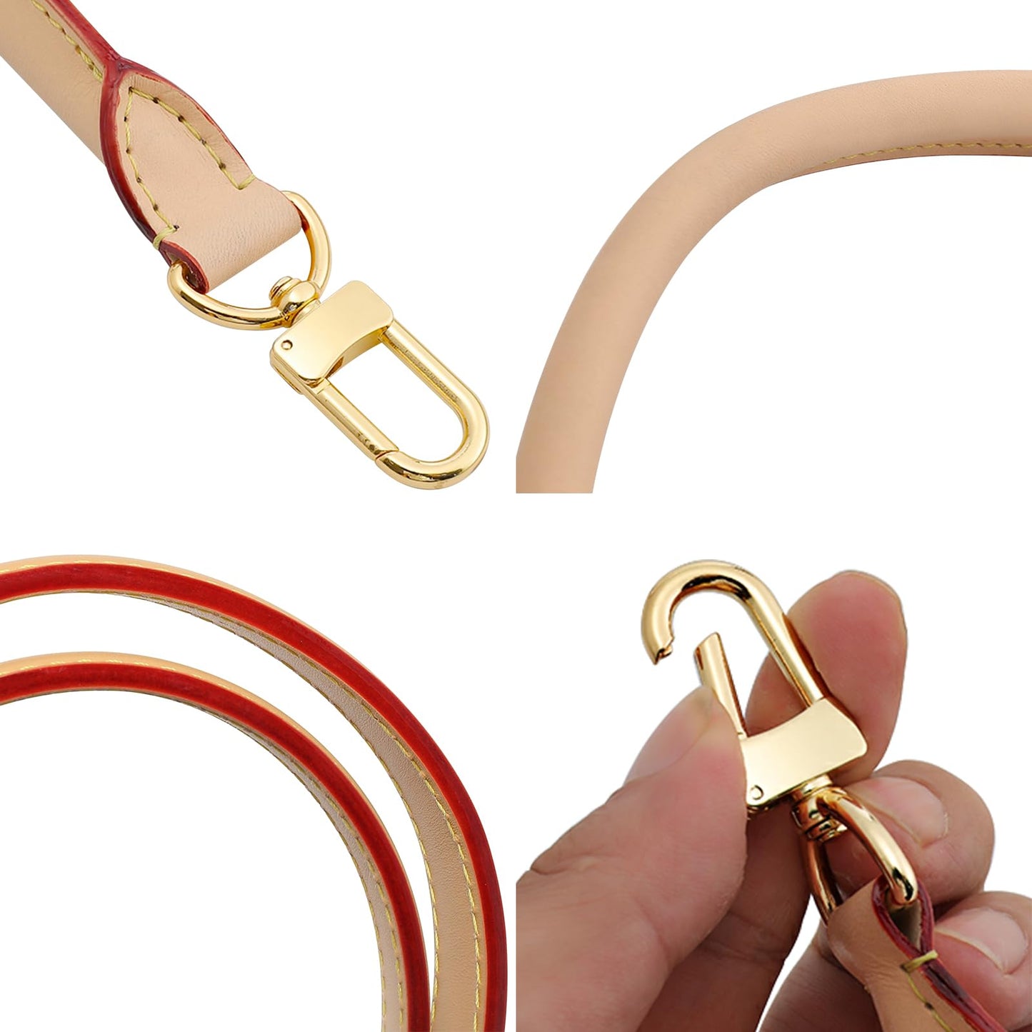 KIYOMIL Bag Genuine Vachetta Leather Shoulder Short Strap Replacement Fit for Graceful Damier or Speedy 25 30 35 Handbag (Length:27.5in-APRICOT)