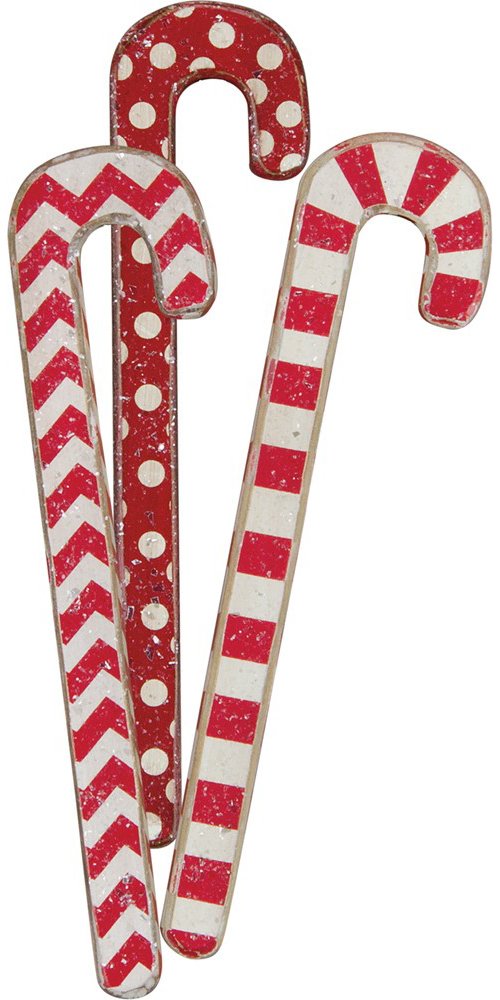 Primitives by Kathy 22592 Christmas Red & White Candy Canes, Set of 3
