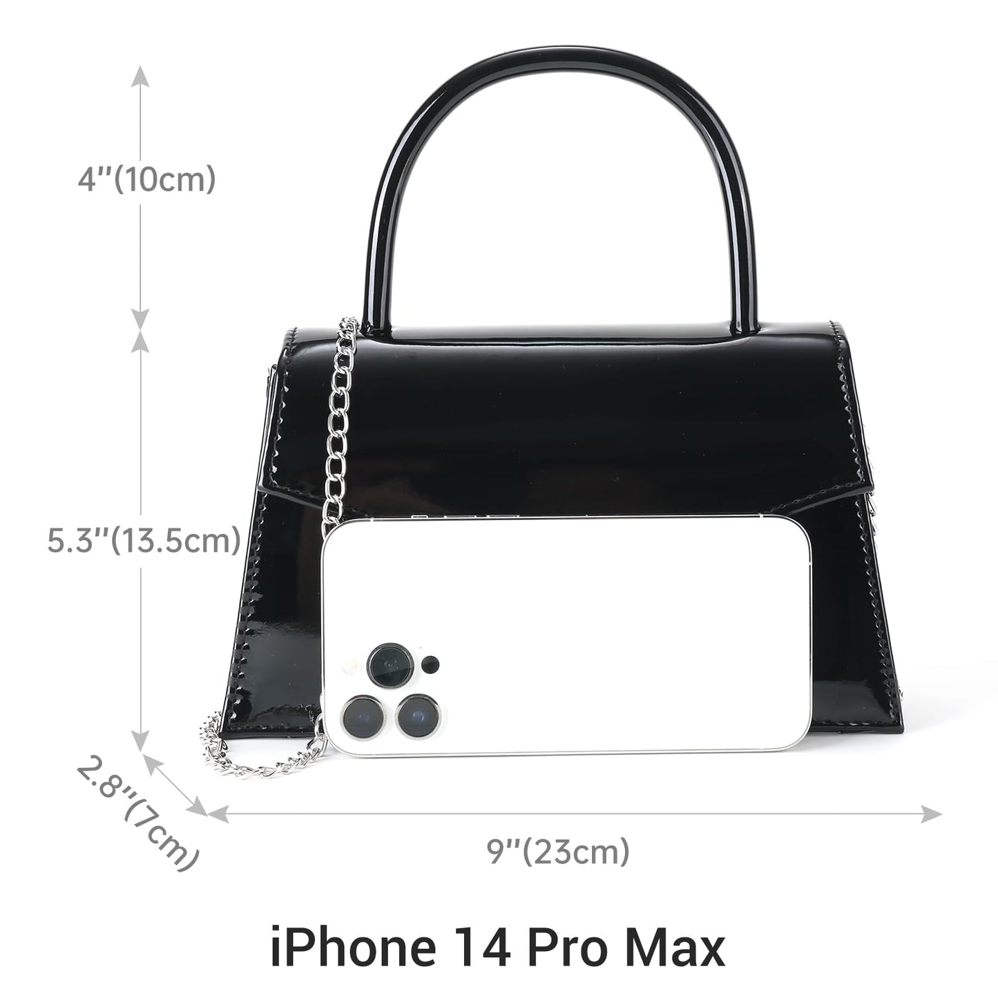 Milisente Women's Evening Bag Bridal Party Clutch Purses Cocktail Prom Handbags with Patent Leather(Black)