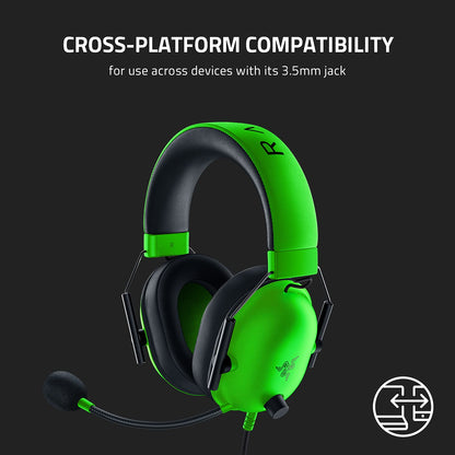 Razer BlackShark V2 X Gaming Headset: 7.1 Surround Sound - 50mm Drivers - Memory Foam Cushion - for PC, PS4, PS5, Switch - 3.5mm Audio Jack - Green