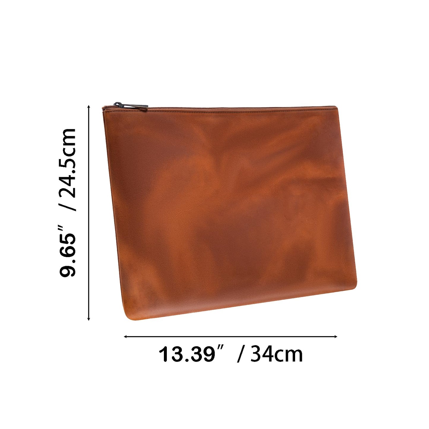 GZRHKJ Genuine Leather A4 File Folder for Document, Leather File Folder Organizer Document Holder for Men&Women, Waterproof Portfolio Envelope Folder Case