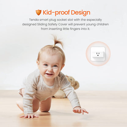 TENDA SP6 Smart Plug WiFi Outlet Switch, Works with Alexa & Google Assistant for Voice Control, Remote Control via App, Timer & Schedule Function, 15A Easy Install, Compact Design, FCC ETL Certified