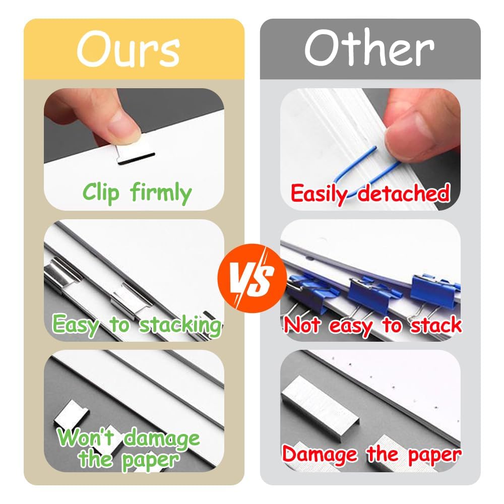 Reusable Handheld Paper Clam Clip Dispenser with 50 Metal Refill Clips,Reusable Creative Stapler, Portable Mini Stapler, Binder Clip Stapler for Office Document Home School Supplies