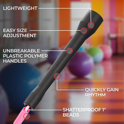 Beaded Kids Exercise Jump Rope - Segmented Skipping Rope for Kids - Durable Shatterproof Outdoor Beads - Light Weight and Tangle Free Exercise Training - Easily Adjustable Kids Jump Rope for Fitness