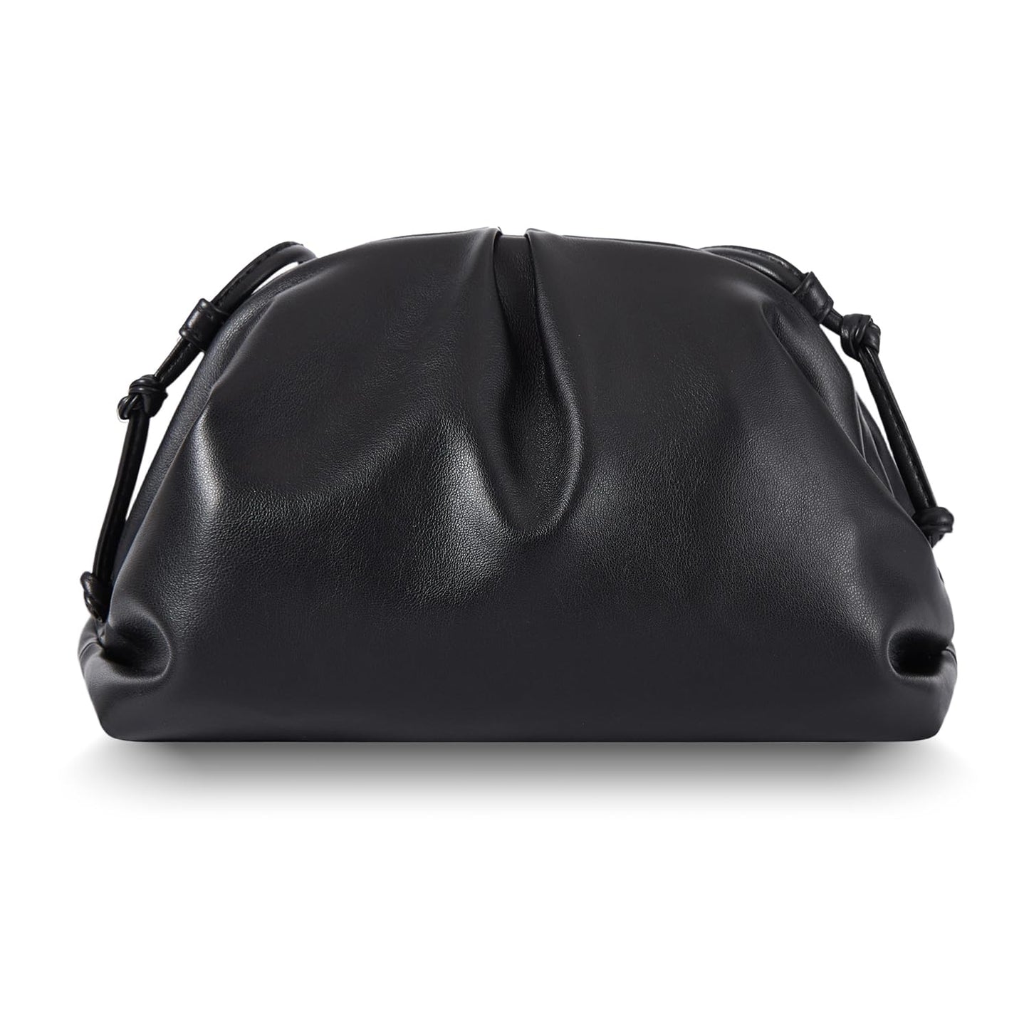 Huralona Dressy Pleated Vegan Leather Clutch Purse Super Soft Cloud Dumpling Clutch Bag for Women PU Evening Purse Handbag (Black, M)