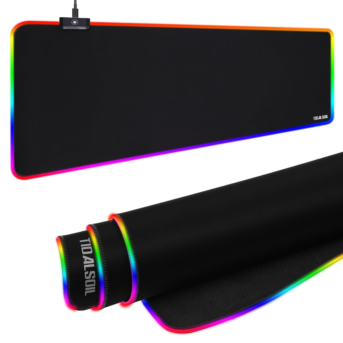 RGB Gaming Mouse Pad, 31.5 x 11.8 Inch Oversized Mouse Mat with 12 Light Modes, Non-Slip Rubber Base, Large Keyboard Pad for PC Gaming, Office, Black