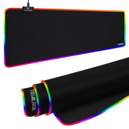 RGB Gaming Mouse Pad, 31.5 x 11.8 Inch Oversized Mouse Mat with 12 Light Modes, Non-Slip Rubber Base, Large Keyboard Pad for PC Gaming, Office, Black