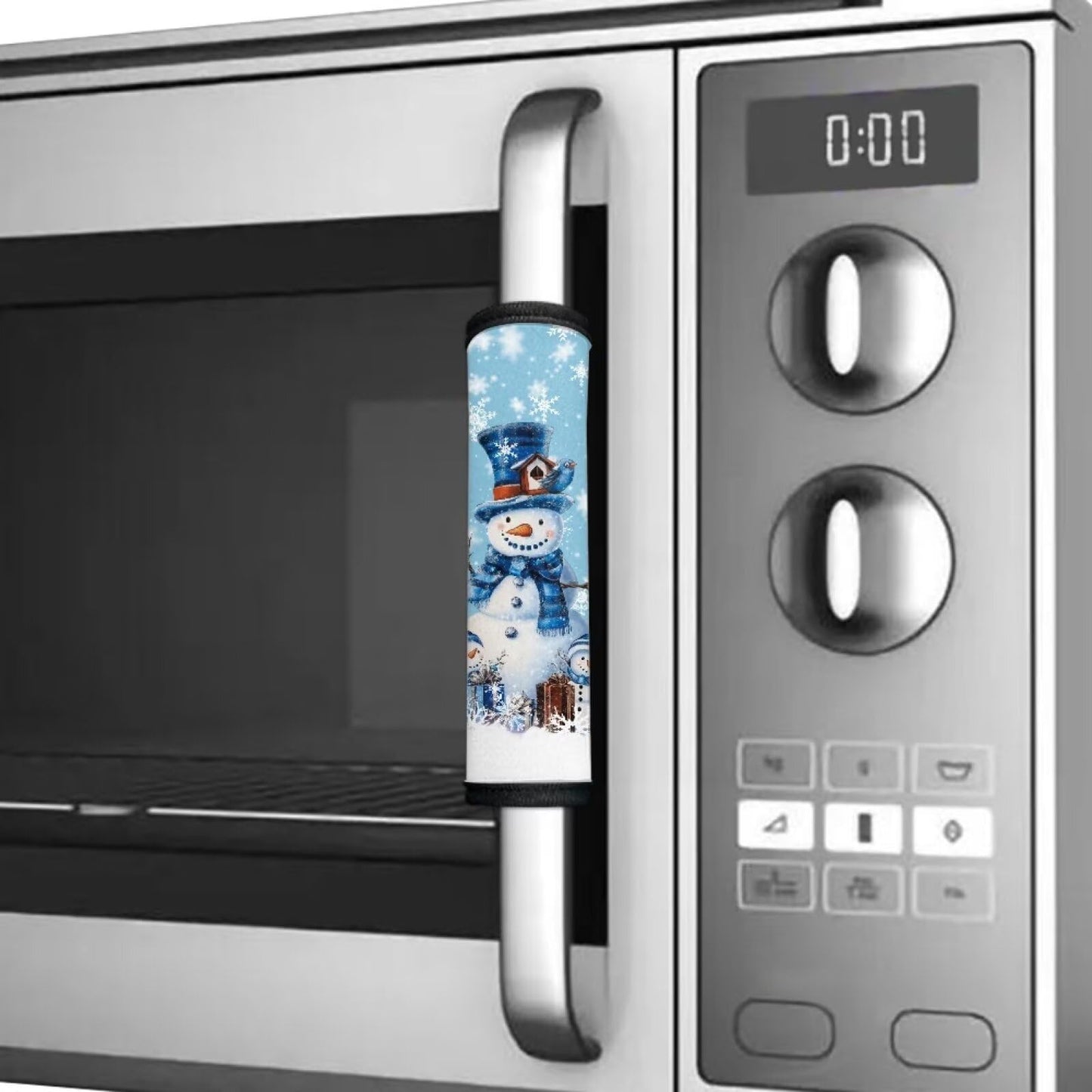 HUISEFOR Christmas Refrigerator Door Handle Covers Blue Snowman Fridge Door Handle Covers Set of 6 Oven Microwave Dishwasher Antiskid Protector Xmas Kitchen Decor