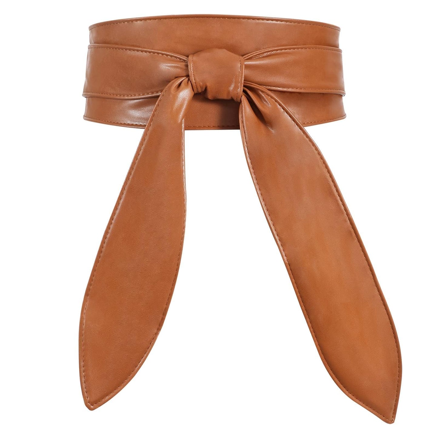 WHIPPY Women Obi Belt Fashion Wrap Around Wide Waistband Knotted Cinch Belt for Dress, Brown, L
