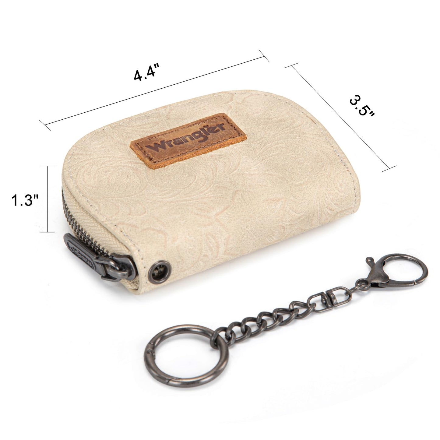 Montana West Wrangler Small Keychain Wallet for Women RFID Blocking Credit Card Holder Floral Tooling Coin Purse Beige WG338-W102-1BG