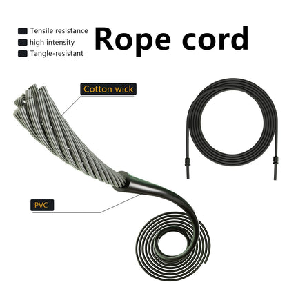 MOGOLD Jumping Rope For Men Women Kids - Alloy Handle Core Covered Silicone Grip With Ball Bearing- Adjustable 10ft long Skipping Rope - Good For Workout Fitness Weight loss (Black)