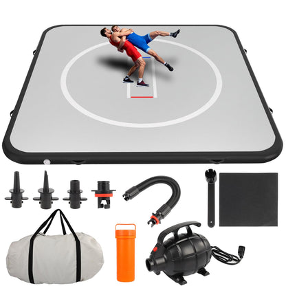 Olenyer Inflatable Wrestling Mat for Home: 10x10FT 4" Thick PVC Jiu Jitsu Mat with Electric Air Pump,Blow Up Wrestling Mat for MMA,Martial Arts,Boxing,Judo