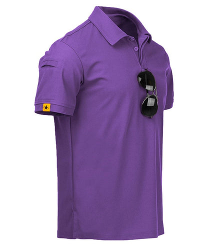 ZITY Mens Polo Shirt Short Sleeve Sports Tactical T-Shirt Athletic Golf Polos Daily Casual Stylish Collared Shirts for Men Violet Large