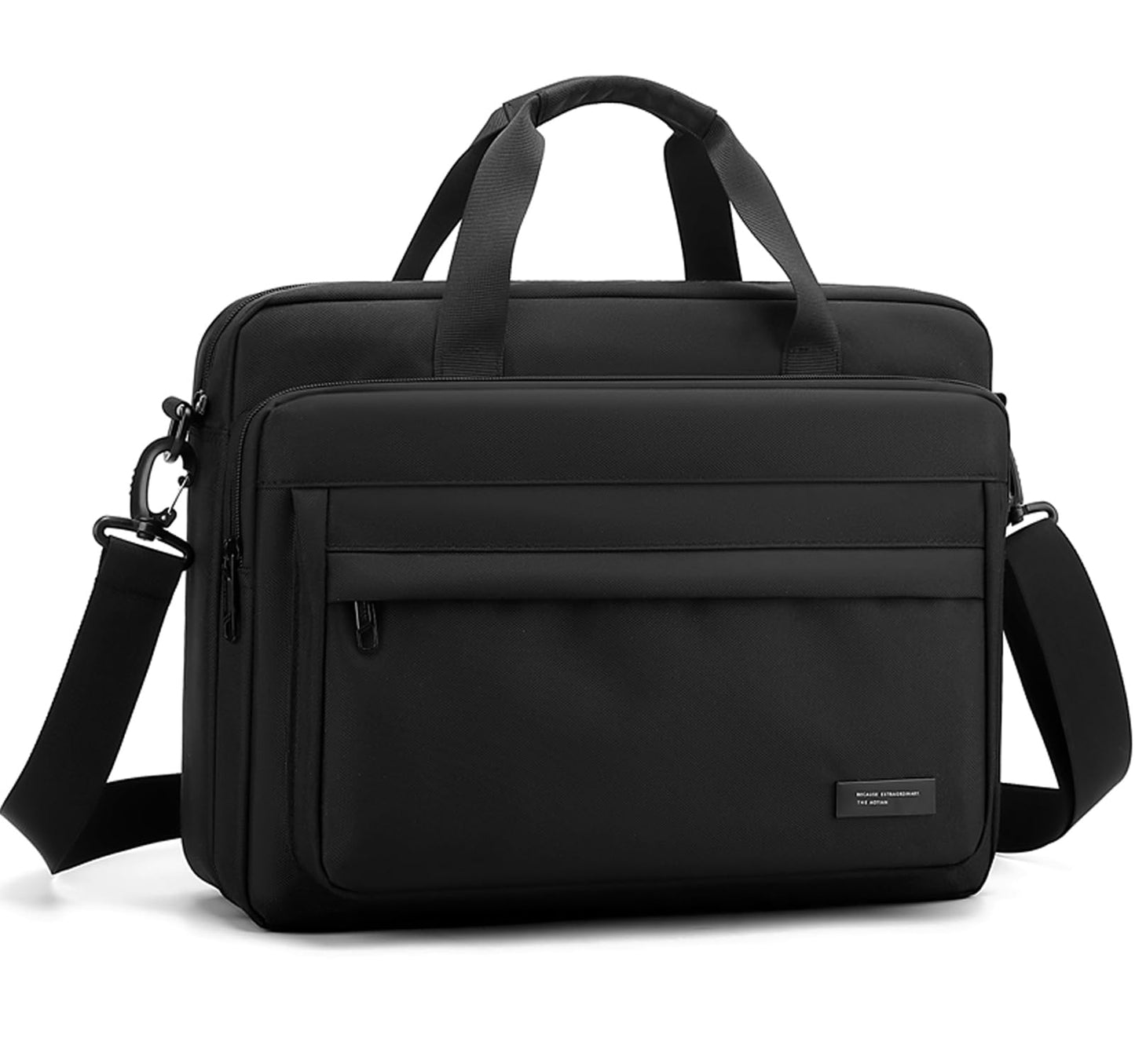 natyrlpog Laptop Bag 15.6 Inch Briefcase for Men Women Waterproof Nylon Lightweight, Shoulder Computer Messenger Handbag for Business Office Work Travel College Black