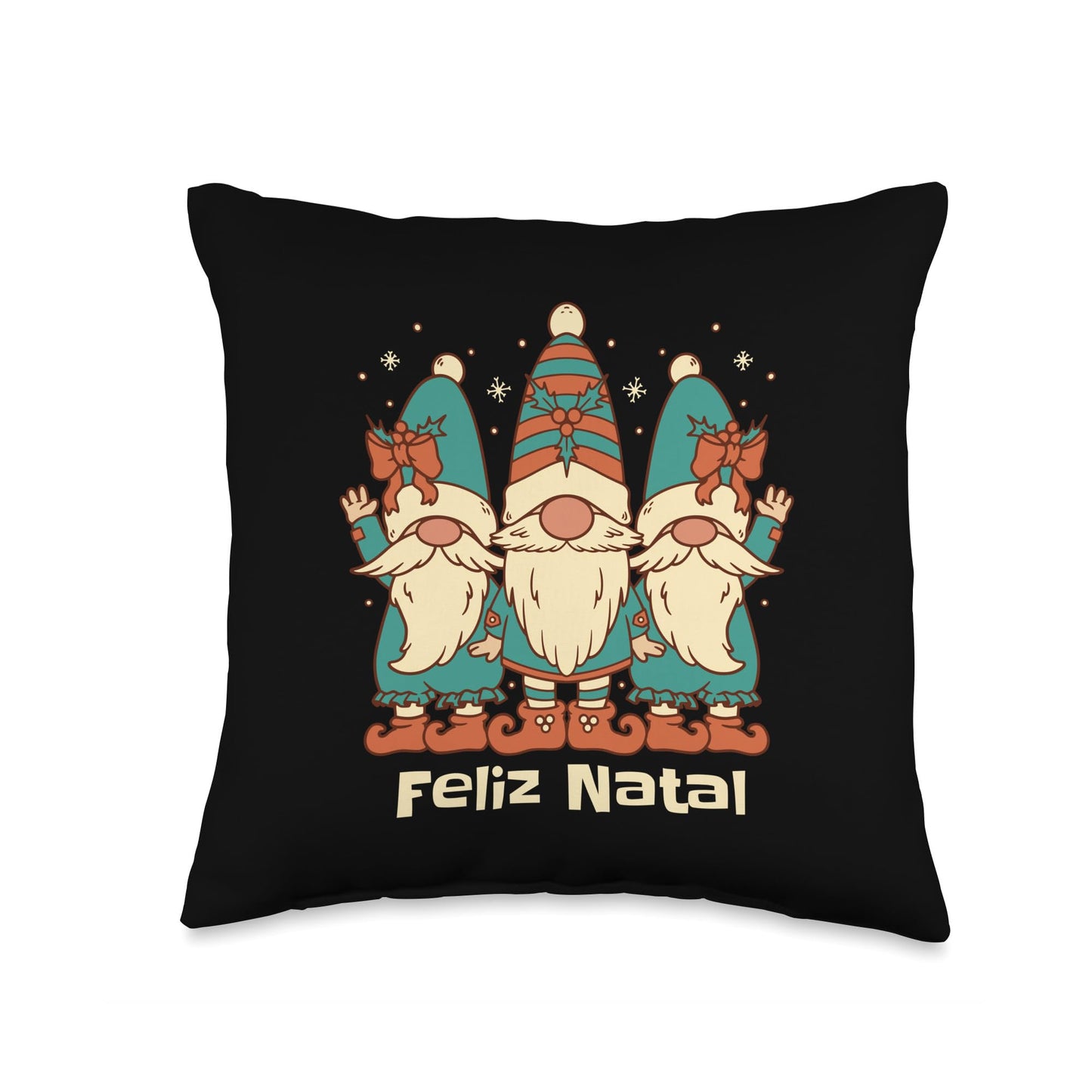 Portugese Christmas Gnomes Feliz Natal Throw Pillow, 16x16, Multicolor