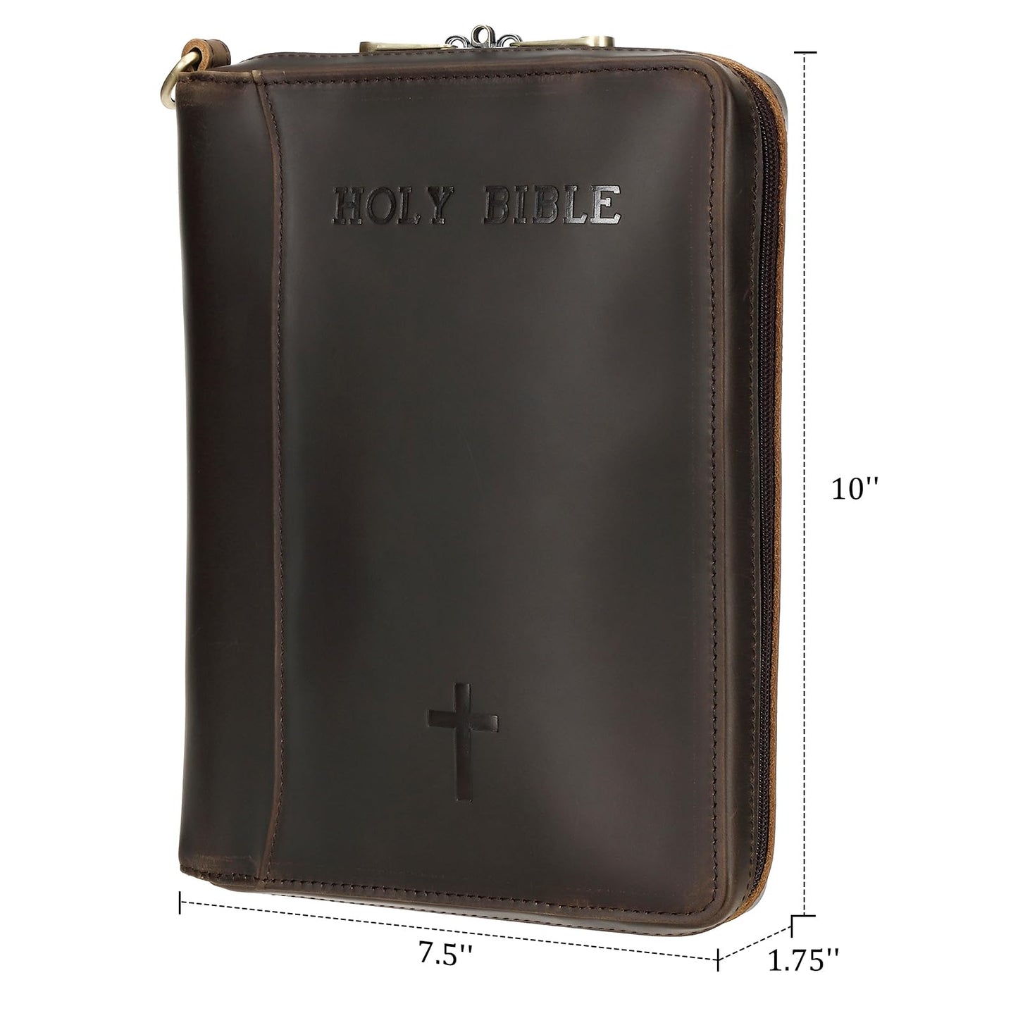 Polare Full Grain Leather Holy Bible Soft Carry Handgun Pouch CCW Bag Padded Pistol Wallet Tactical Case with Lockable Zipper and Wristlet Strap